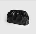Aura Siyah Örgü Dokulu Clutch Omuz ve Çapraz Çanta