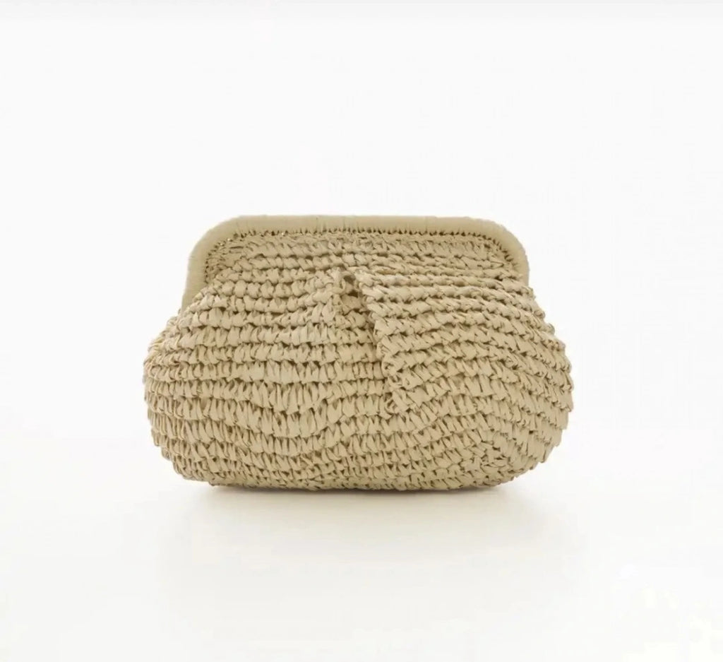 Mng Model Ekru Rattan Clutch Çanta