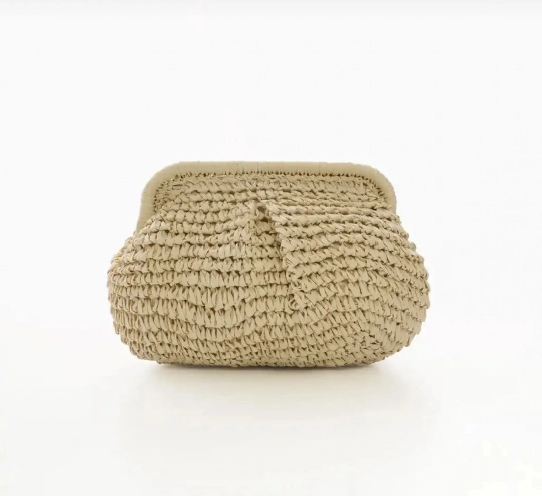 Mng Model Ekru Rattan Clutch Çanta