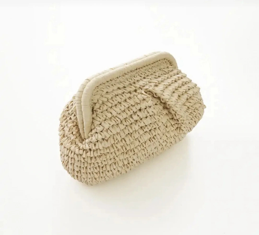 Mng Model Ekru Rattan Clutch Çanta